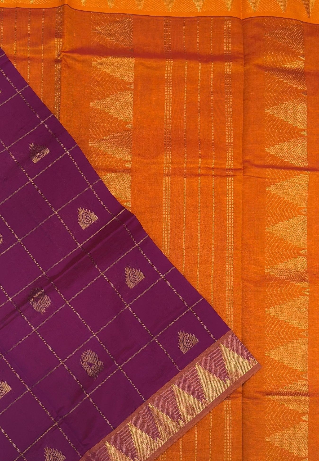 Silk Cotton Saree-Magenta with Contrast Temple Border