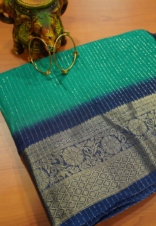Dola Saree - Green - Blue