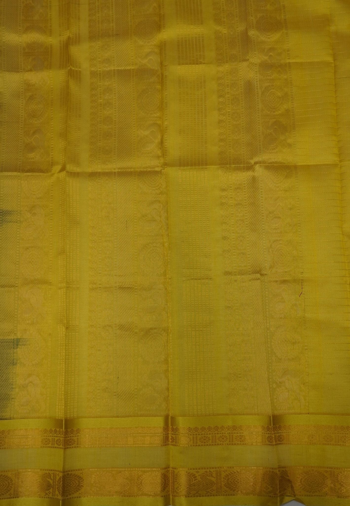 Pure Silk Cotton Saree-Navy Blue in Golden Zari Checks with Contrast Border