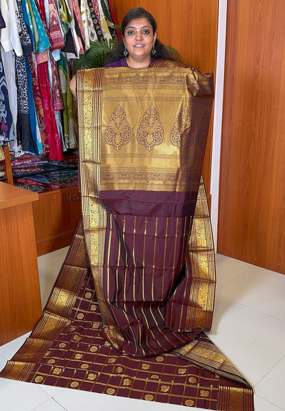 Budget Kanchipuram Silk Saree-Maroon