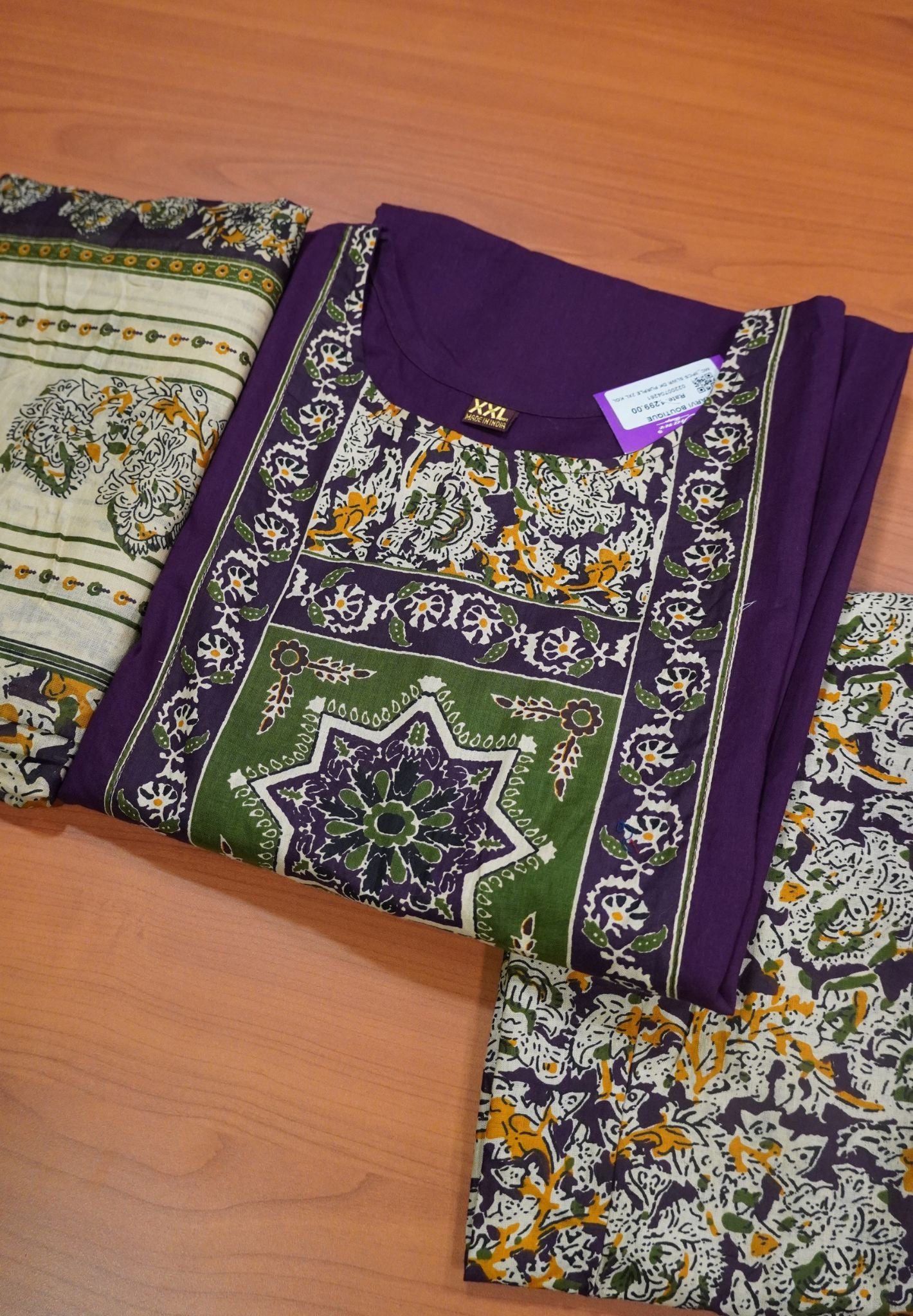 3 pcs Salwar Set -Kolam Yoke Pattern