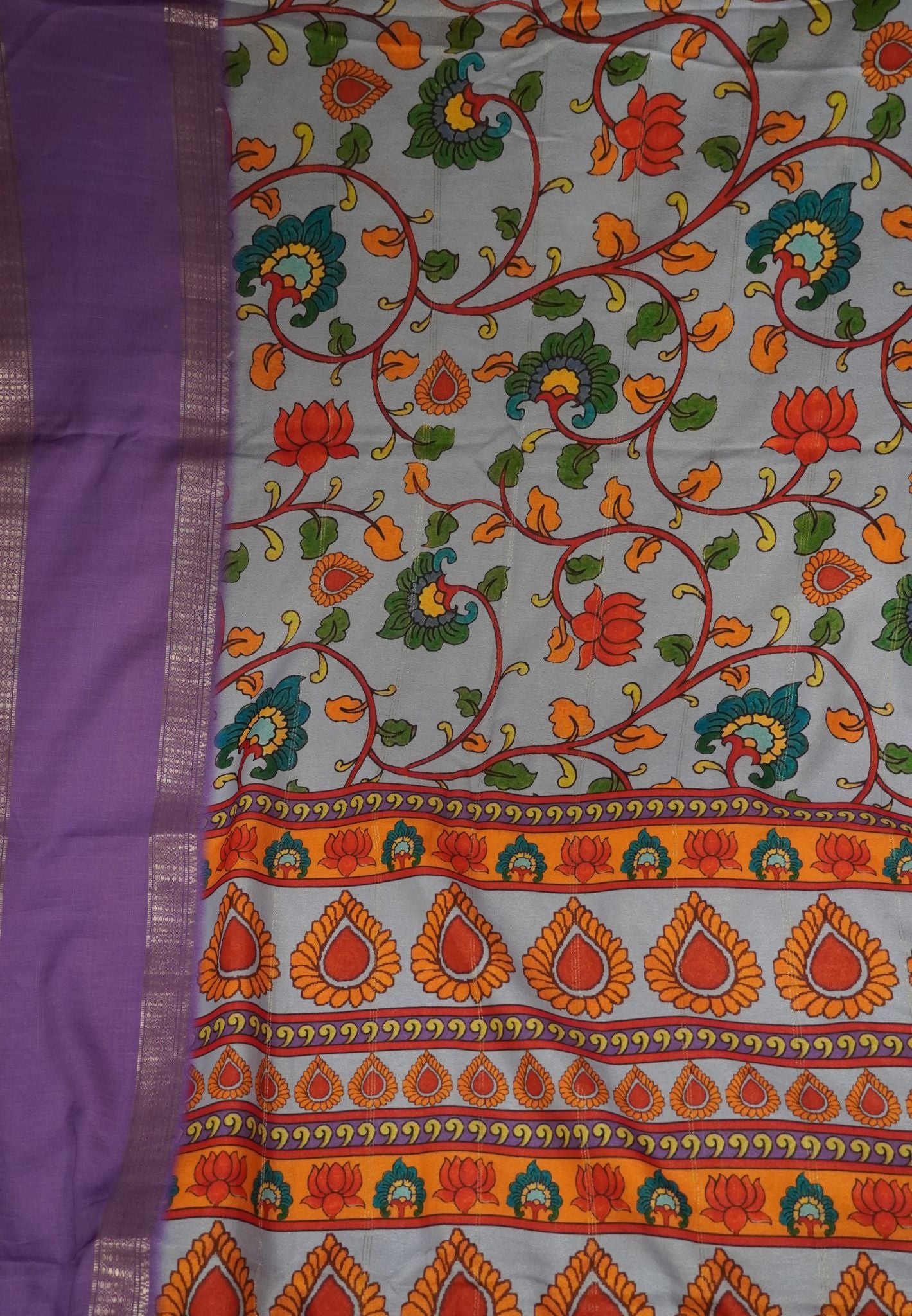 Shiffon Saree-Lavender in Kalamkari Pattern