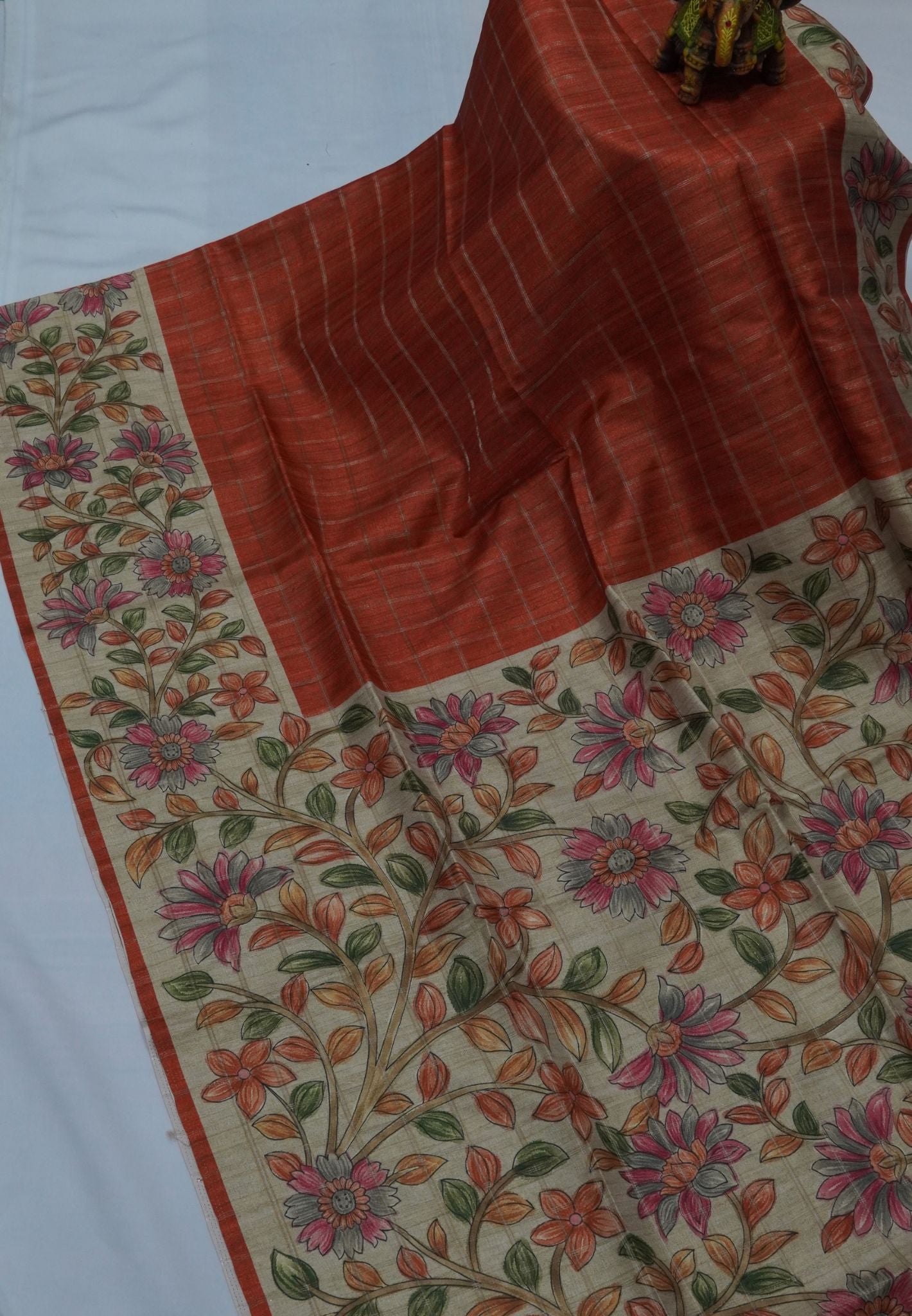 Semi Tussar Saree-Honey