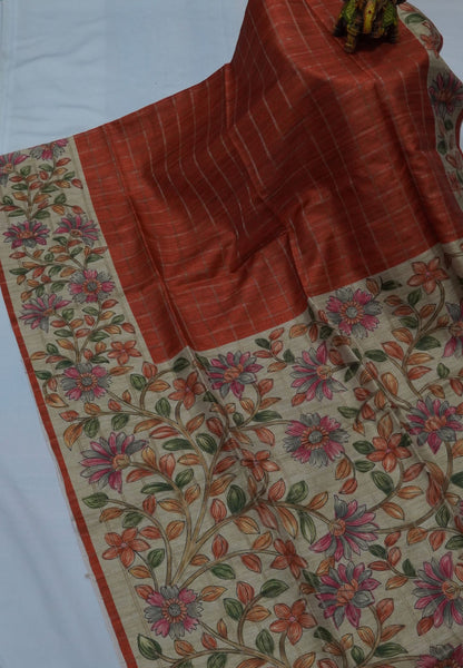 Semi Tussar Saree-Honey