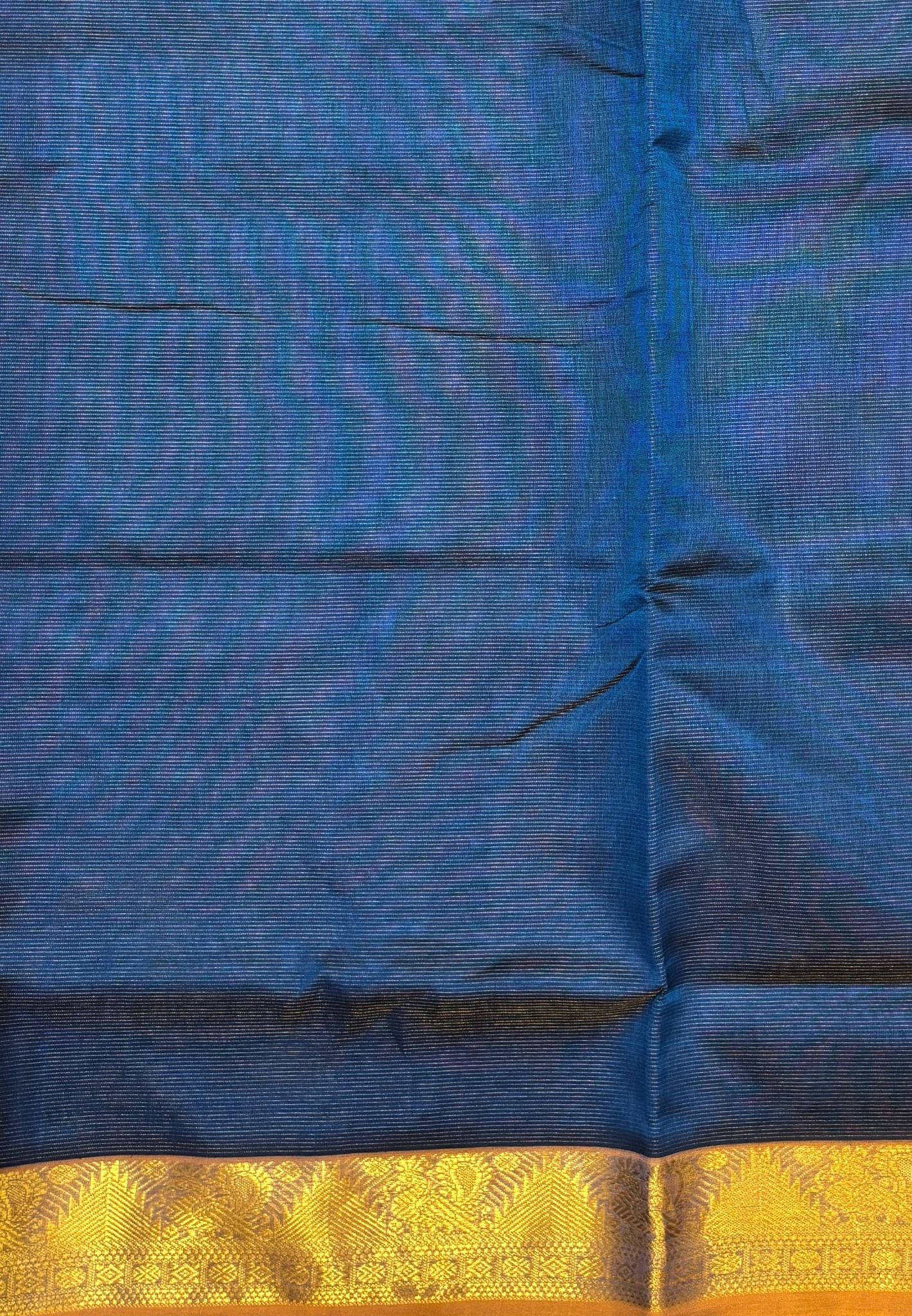 Pure Silk Cotton Saree-Peacock Blue In Vairaoosi Zari With Contrast Border