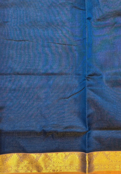 Pure Silk Cotton Saree-Peacock Blue In Vairaoosi Zari With Contrast Border