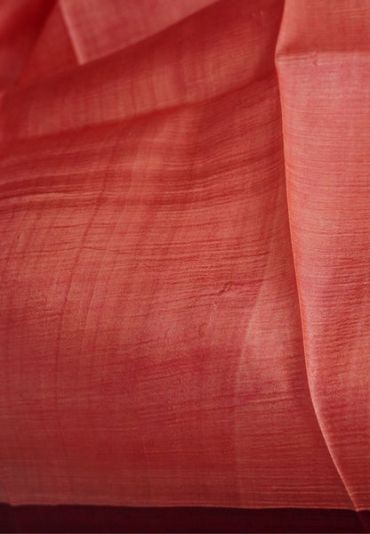Pure Tussar Saree-Redish Peach in Bandhini Pattern