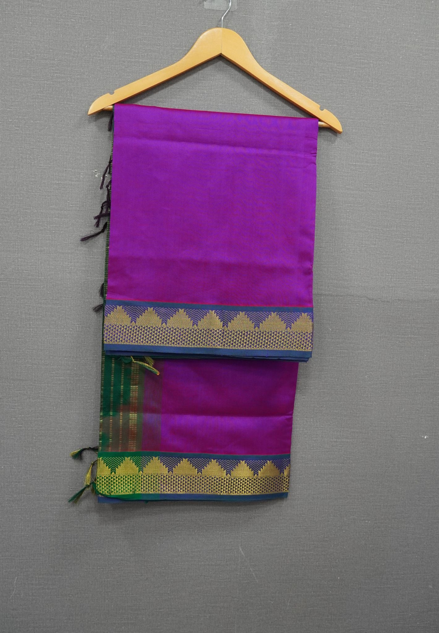 Silk Cotton Saree-Purple  with Araimadam Border