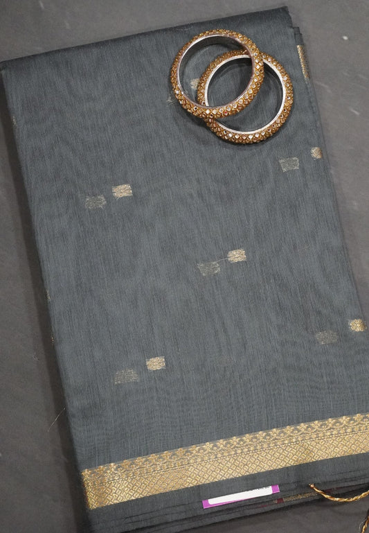 Maheswari Saree - Elephant Grey