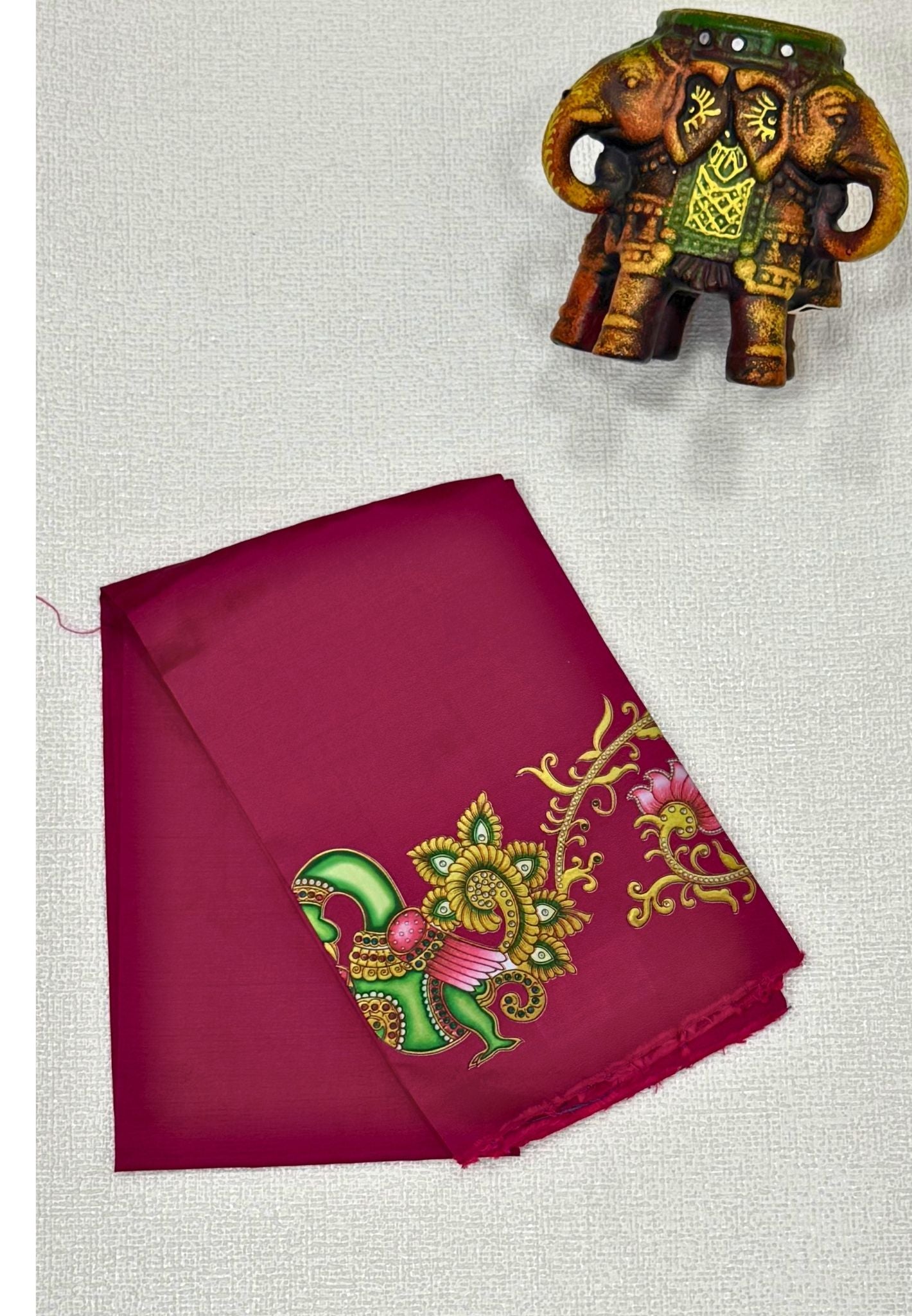 Mangalgiri Silk Blouse-Magenta Pink in Tanjore Print