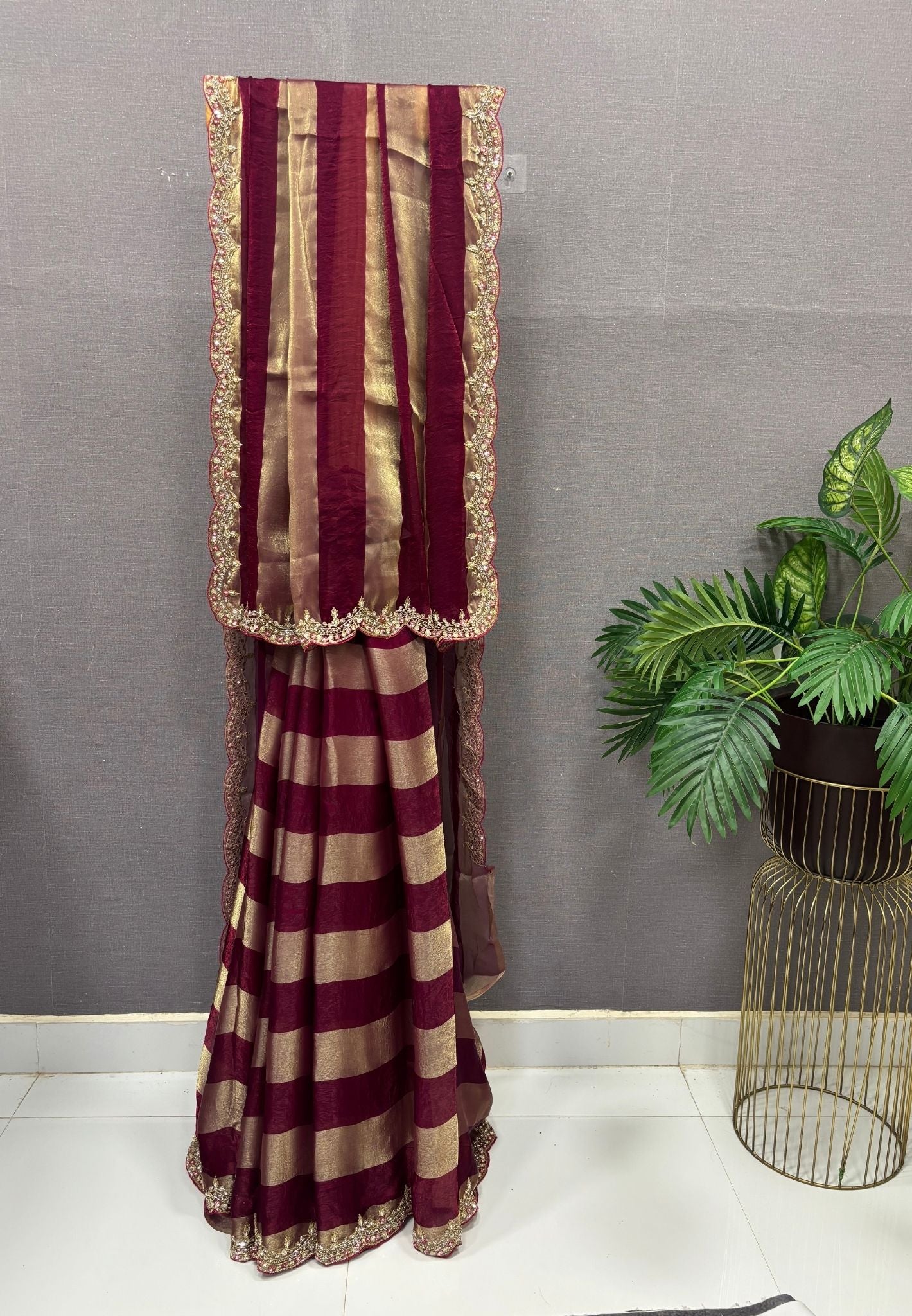 Designer Saree-Wine