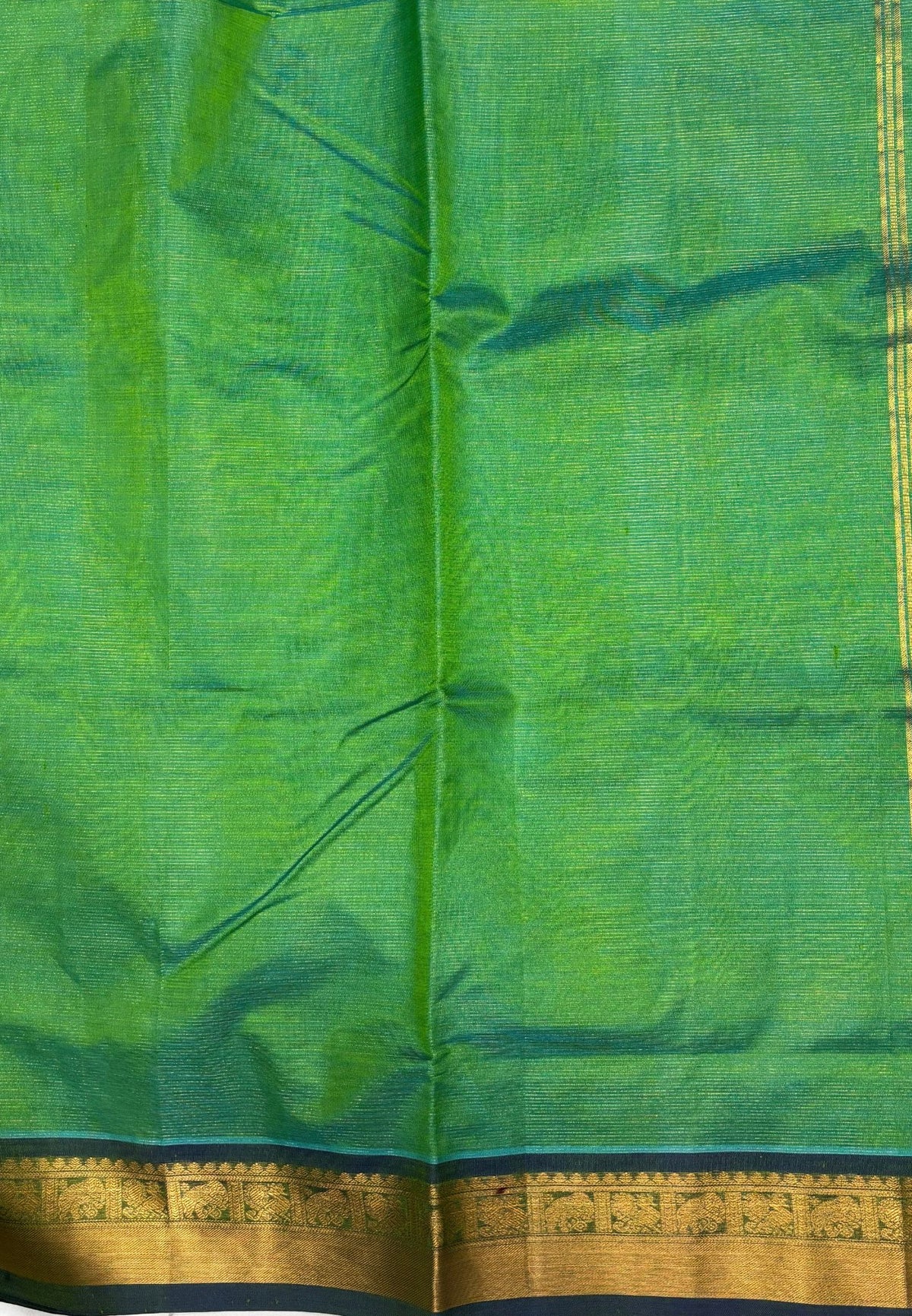 Pure Silk Cotton Saree-Pista Green In Vairaoosi Zari With Contrast Border