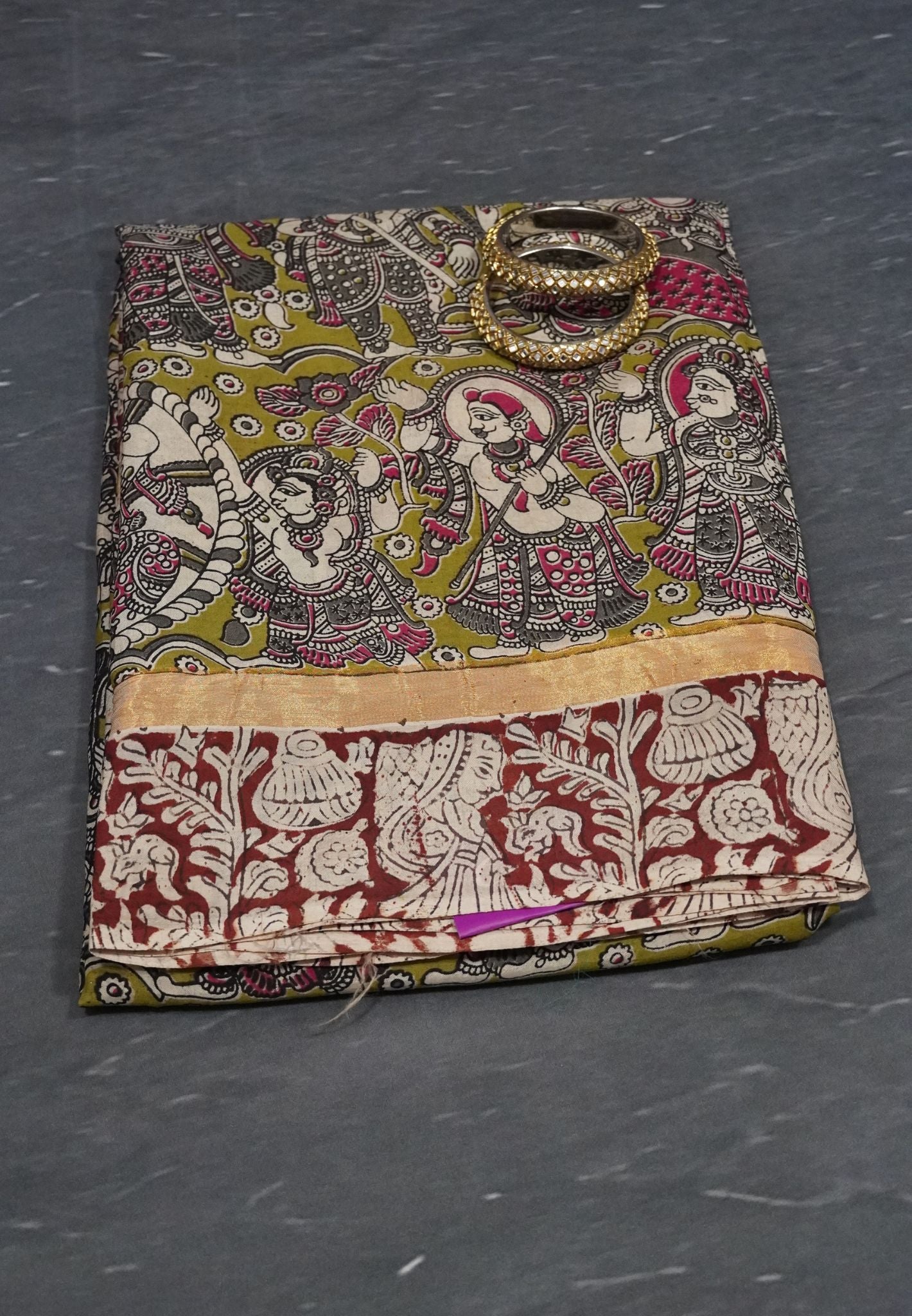Kalamkari Silk Saree - Green
