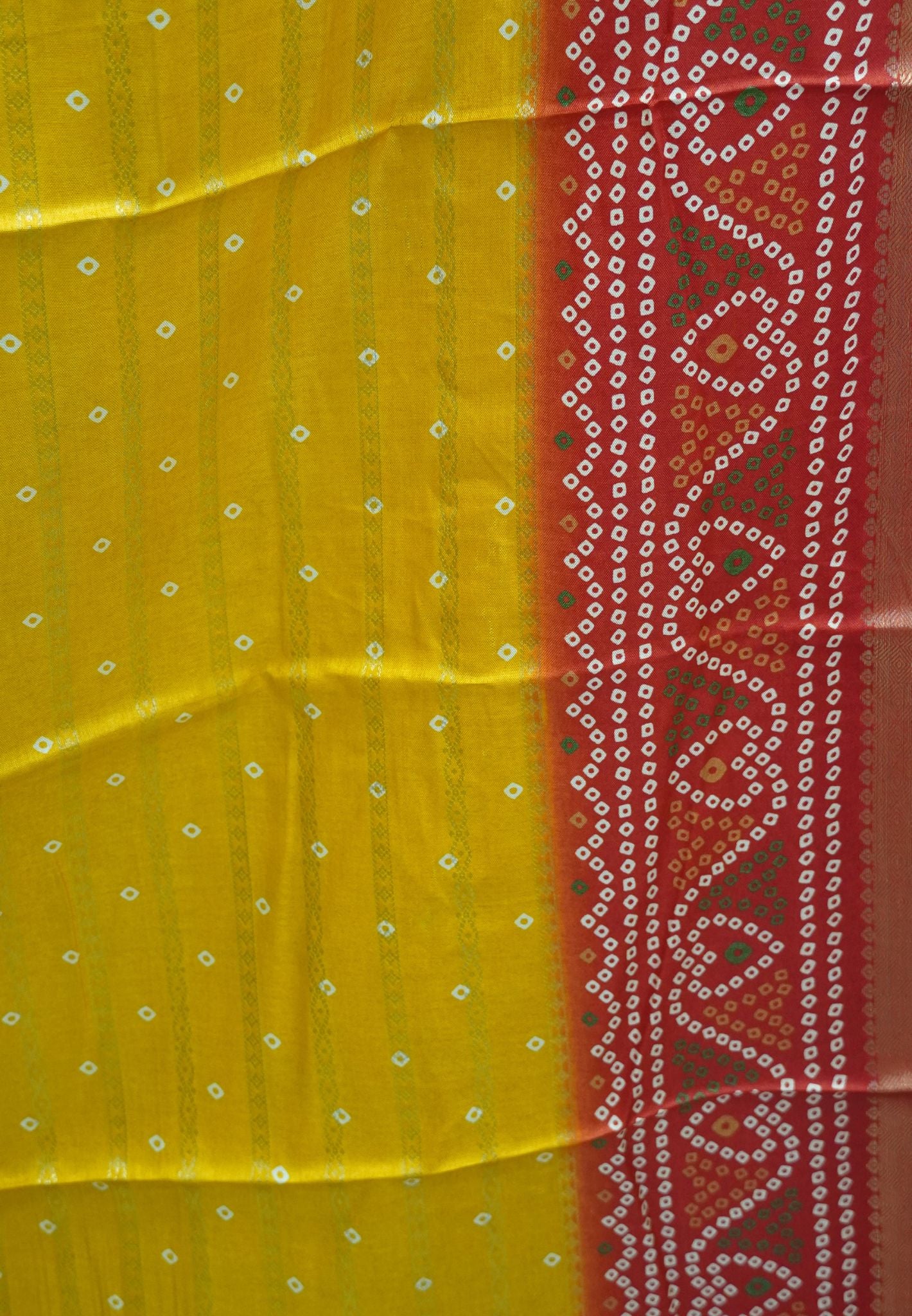 Dola Silk Saree-Mustard with Bandhini Print