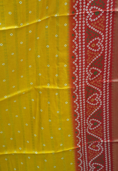 Dola Silk Saree-Mustard with Bandhini Print