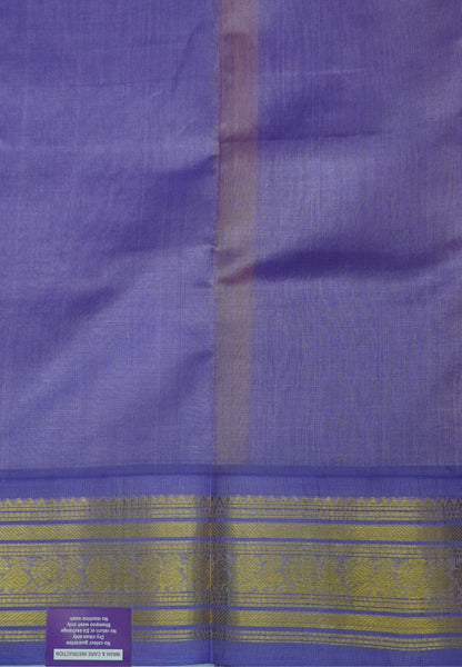 Pure Silk Cotton Saree-Yellow in Golden Zari Checks with Contrast Border