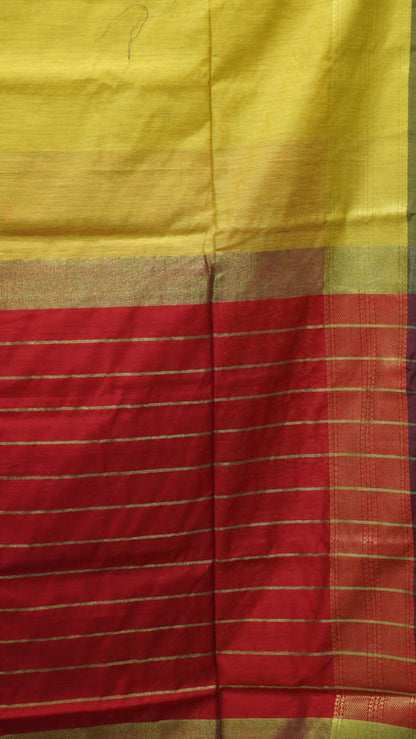 Maheswari Cotton Saree Plain-Golden Yellow