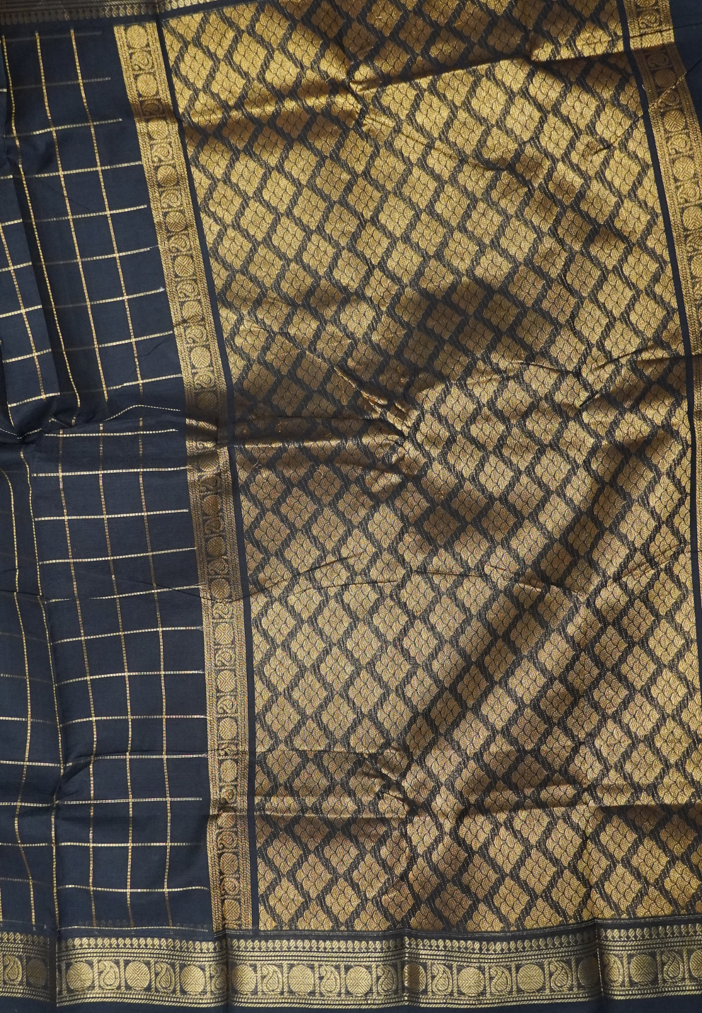 Chettinadu Cotton Saree-Black