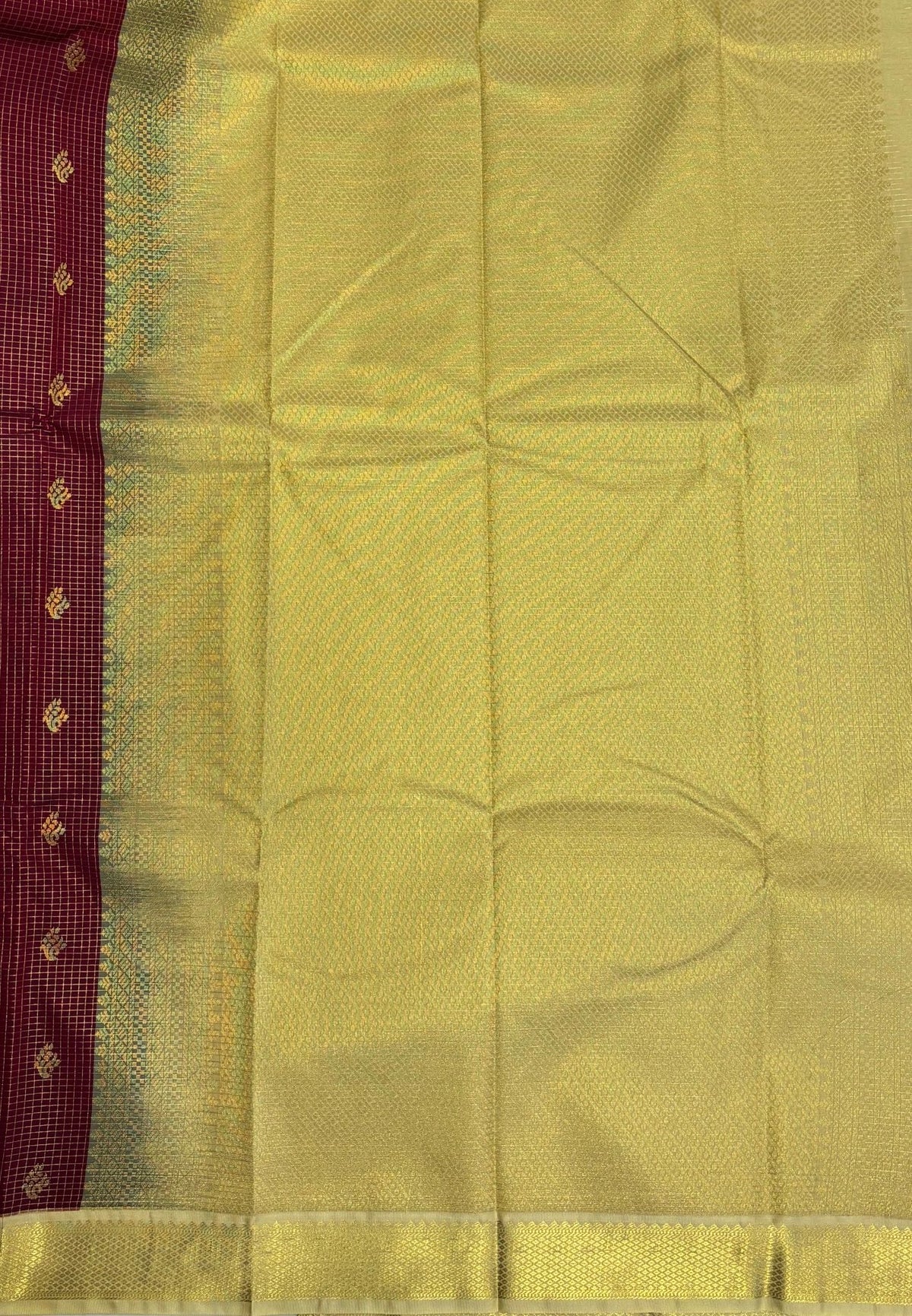 Budget Kanchipuram Saree-Maroon with Contrast Border