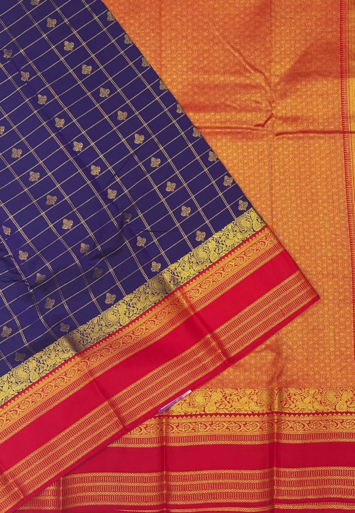 Budget Kanchipuram Saree-Violet-Red