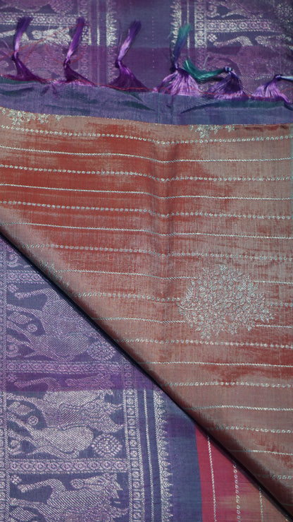 Vazhai Naaru Pattu Saree Vairaoosi Light Peach to Dual Lavender