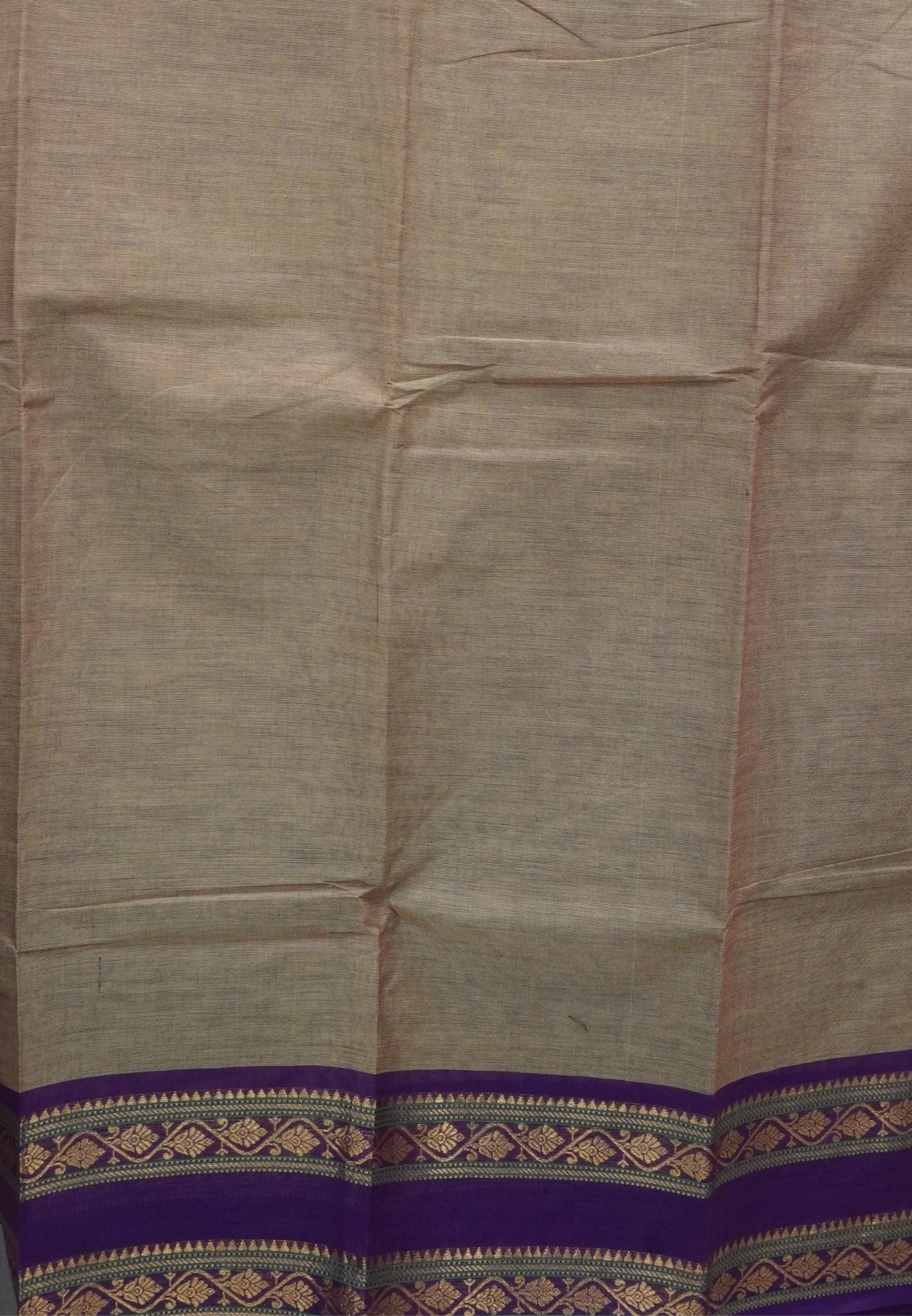 Chettinadu Cotton Saree-Bronze Beige with Contrast Zari Border