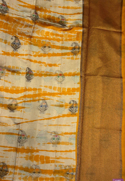 Tussar Saree-Mustard in Leheriya Manga Motif Border