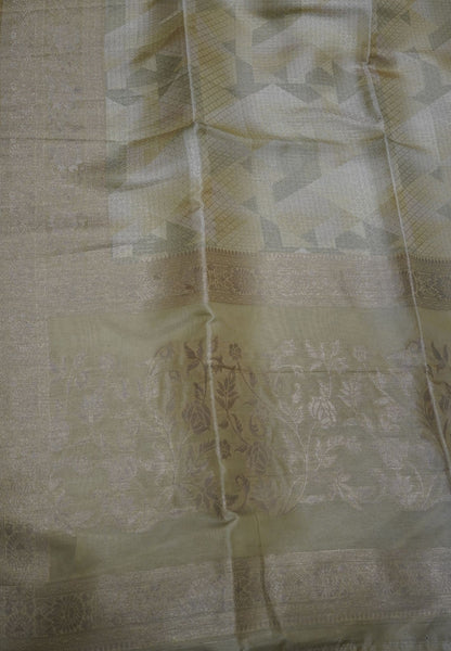Soft Tussar Saree - Baby Green Tring