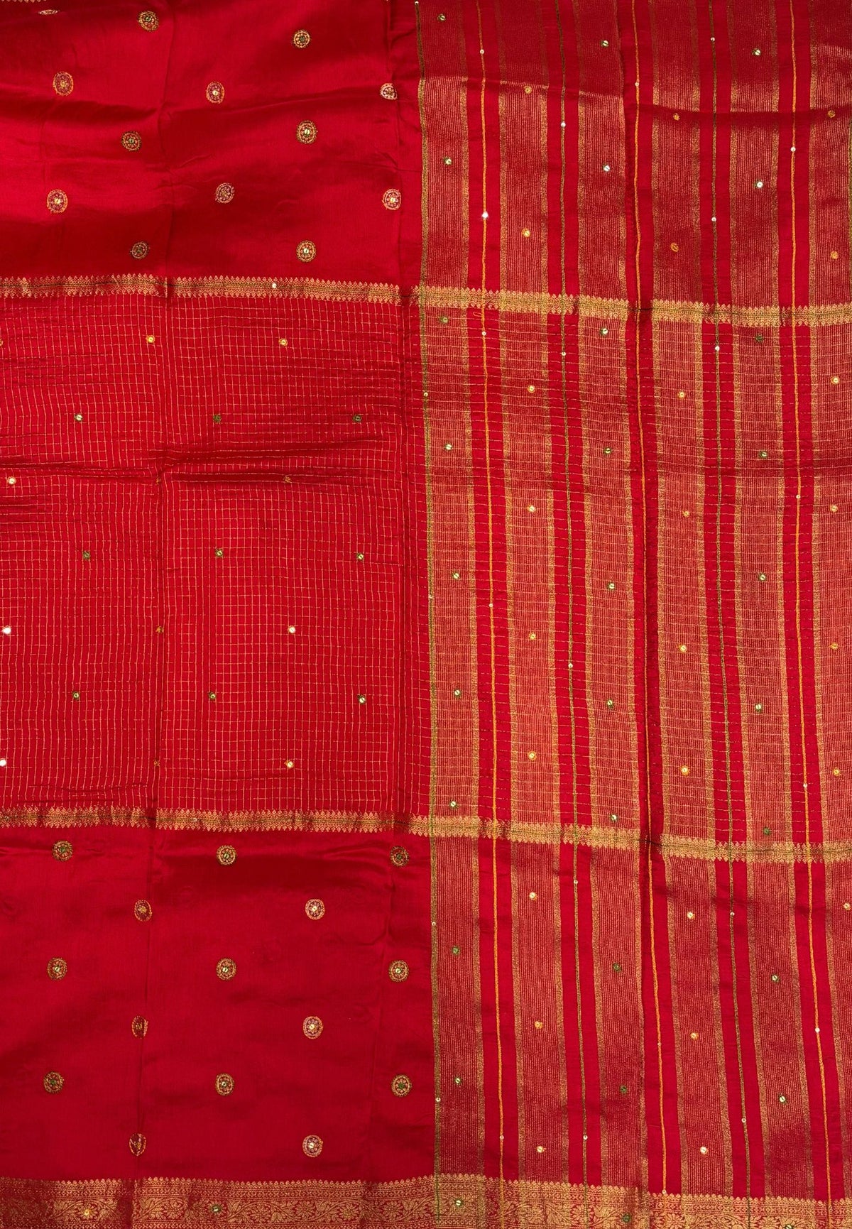Viscose Saree-Red In Fine Stripe Zari Border