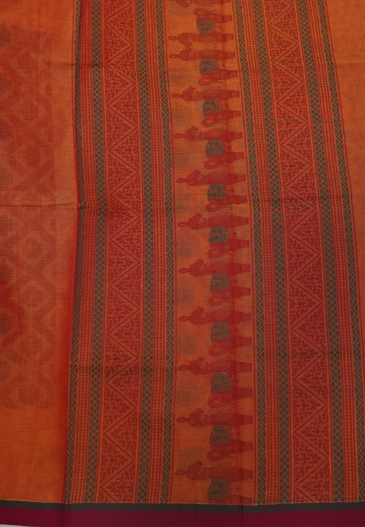 Cotton Saree-Orange in Thread Work