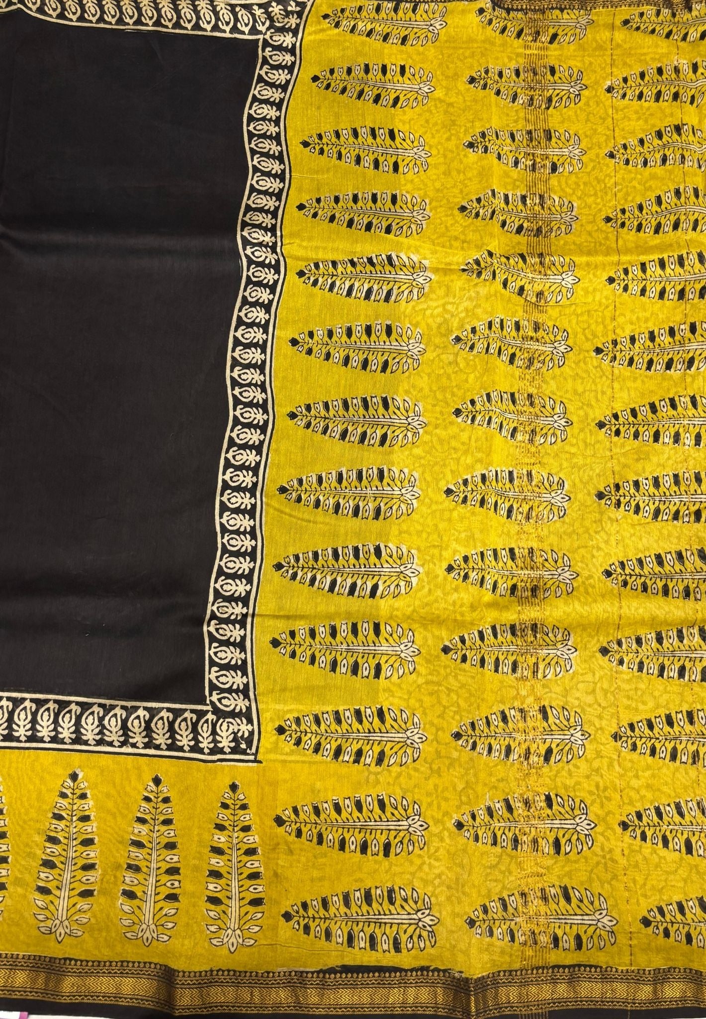 Pure Maheshwari Silk Cotton Saree-Black
