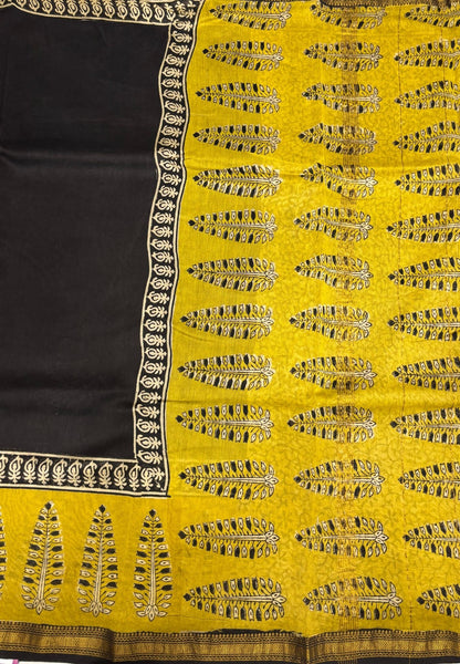 Pure Maheshwari Silk Cotton Saree-Black