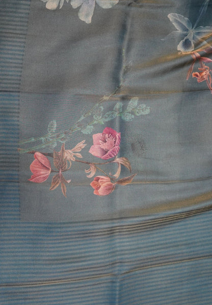 Semi Tissue Silk Saree-Peacock Blue