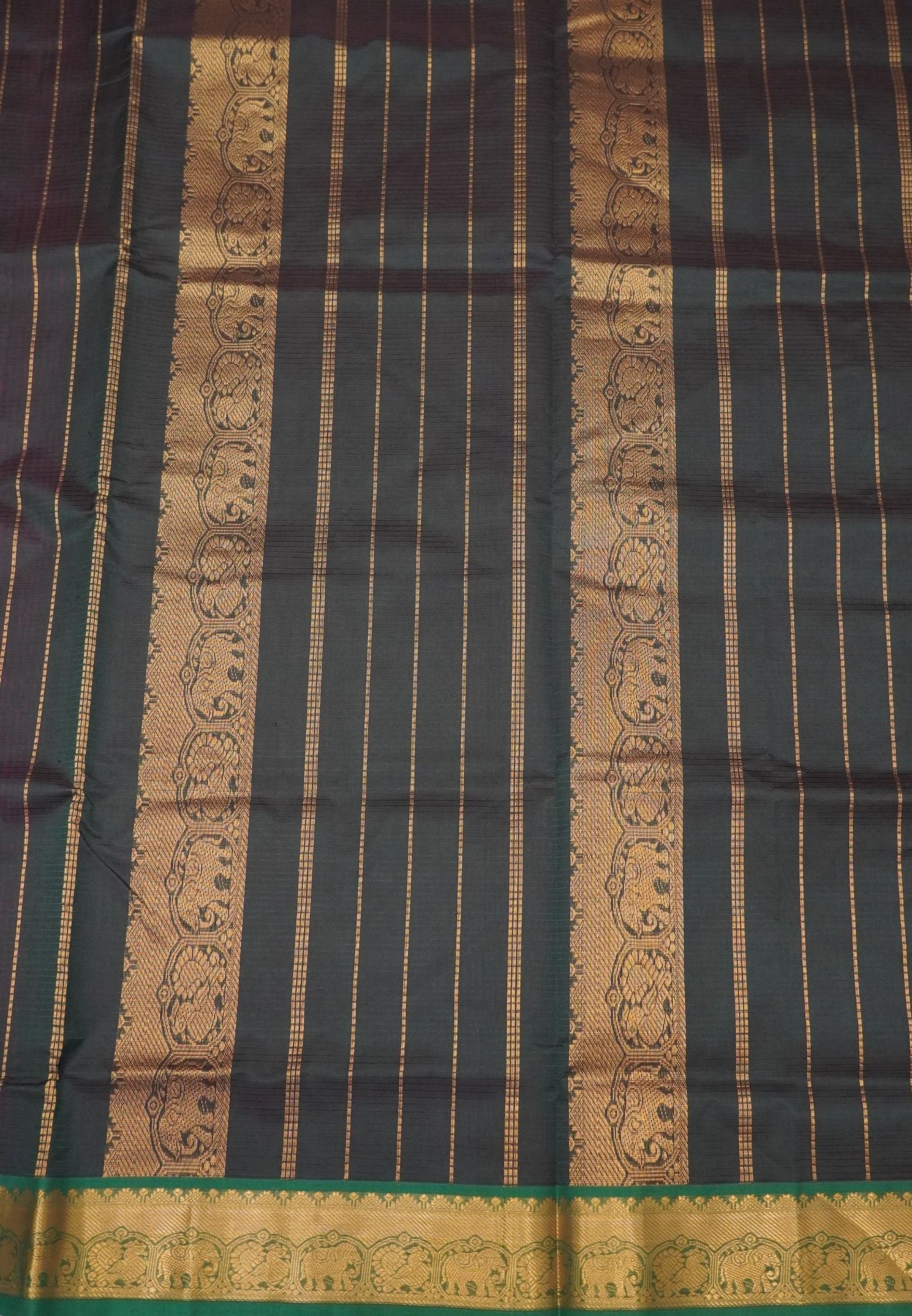 Pure Silk Cotton Saree-Magenta Stripes with Zari Woven Border
