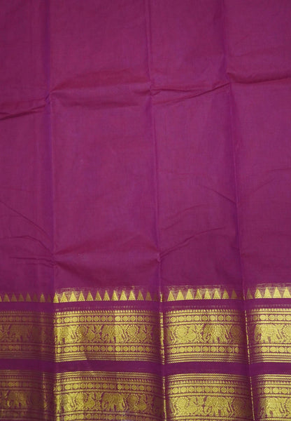 Chettinad Cotton Saree-Magenta with Double Border