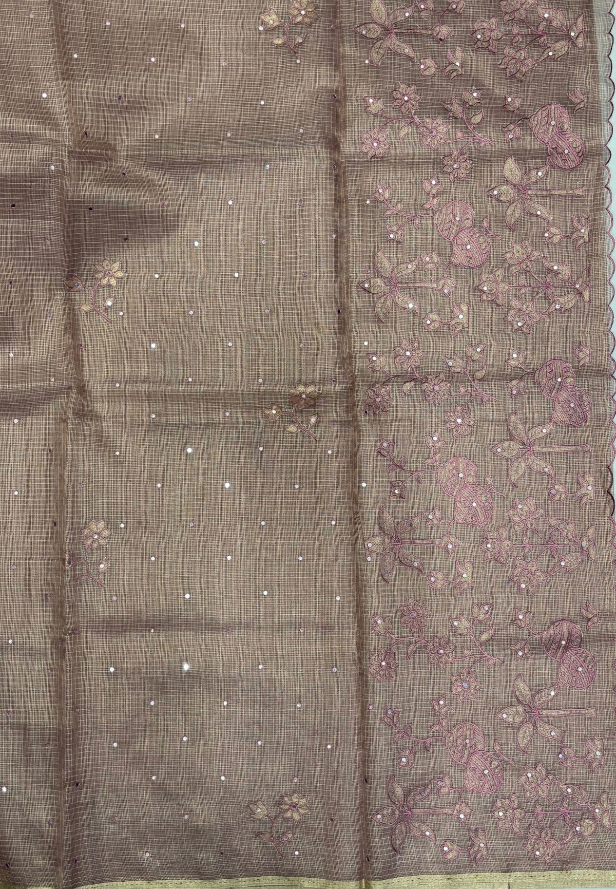 Kota Saree-Pink In Floral Applique Border
