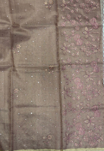 Kota Saree-Pink In Floral Applique Border