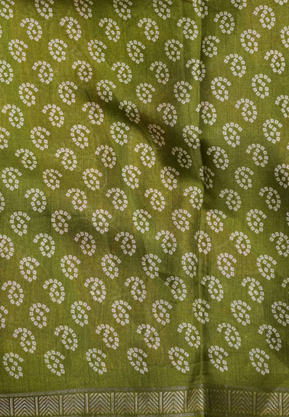 Dola Saree-Olive Green in Kolam patteran with Small Border