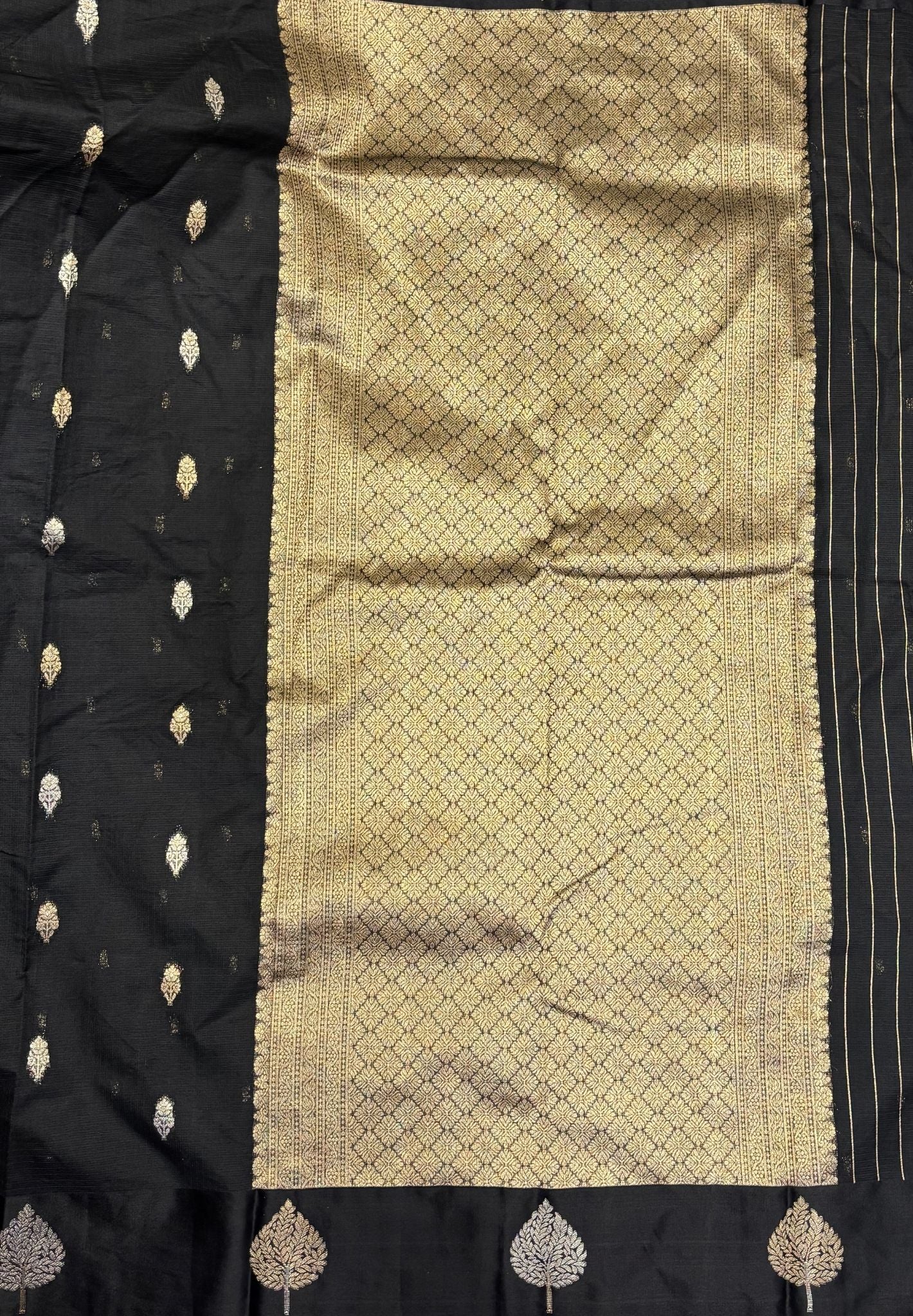 Art Silk Kota Saree-Black In Geometric Zari Brocade Border