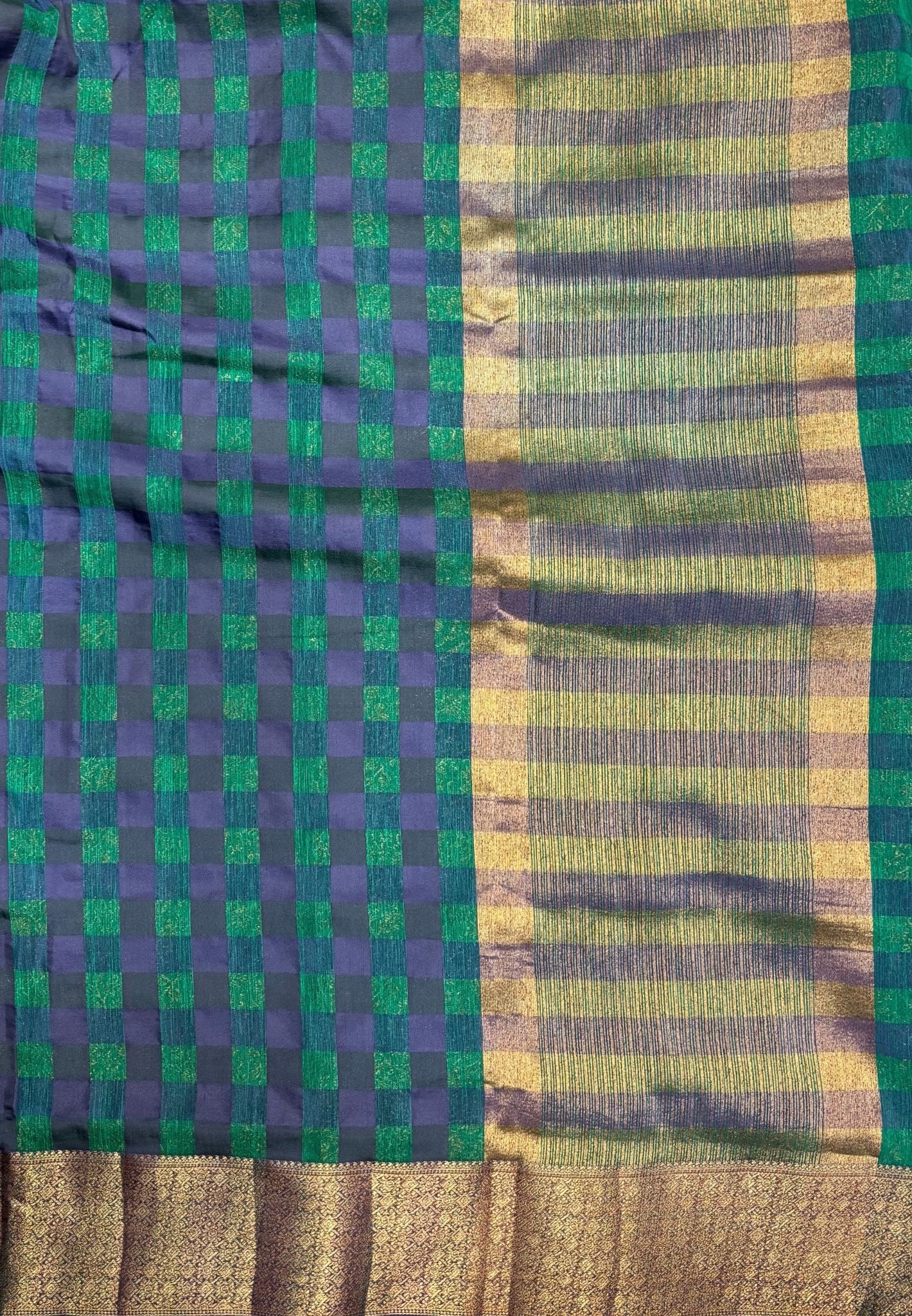 Bamboo Tussar Saree-Green In Palum Pazhamum Border