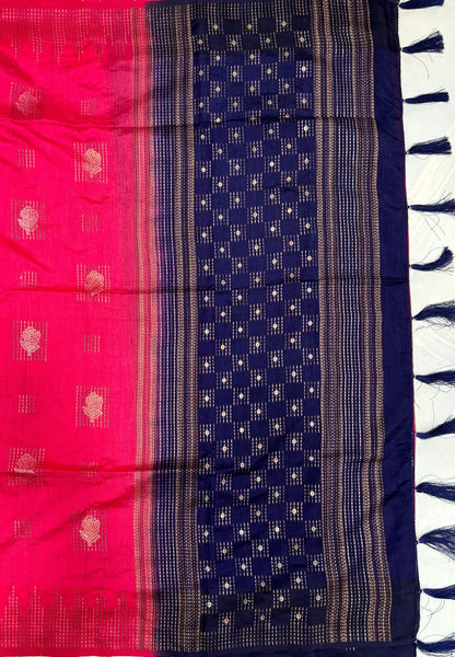 Chanderi Saree-Pinkish Red with Zari Lines