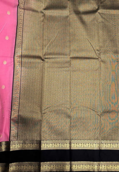 Budget Kanchipuram Saree-Baby Pink with Contrast Border