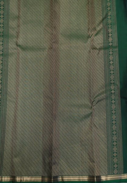 Pure Kanchipuram Silk Saree-Bottle Green with Small Border