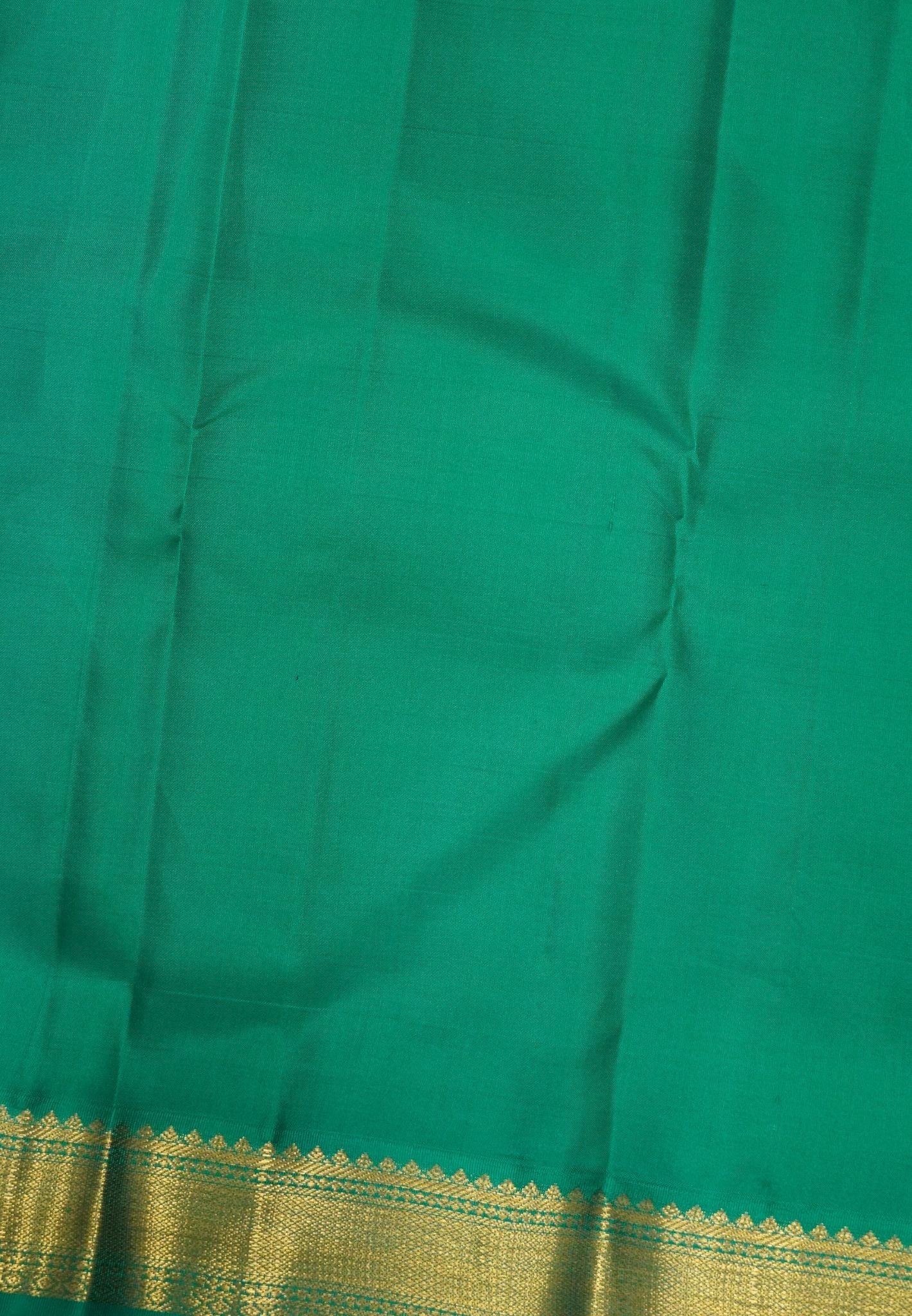 Pure Korvai Kanchipuram Silk Saree – Orange & Teal Green with Manga Butta and Body Checks