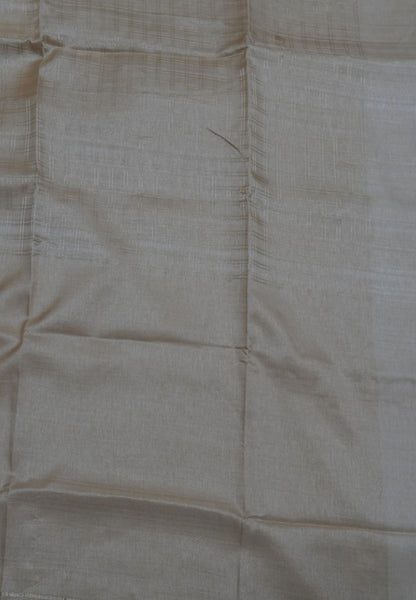 Matka Tussar Saree-Sandle with Zari Checks