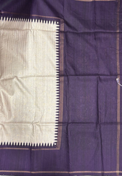 Semi Tussar Saree-Beige with Plain Zari Border