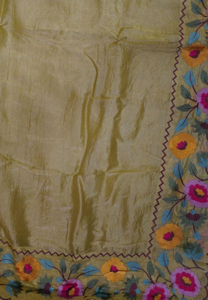 Organza Saree -Light Green with Floral Border
