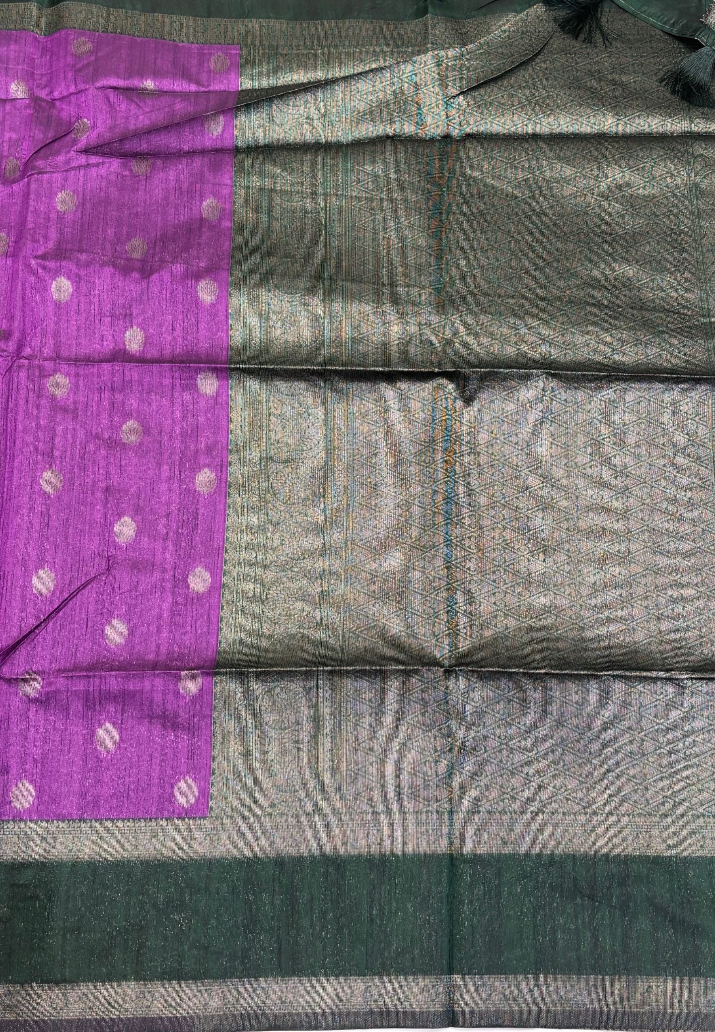 Semi Raw Silk Saree-Purple with Contrast Retapet Border