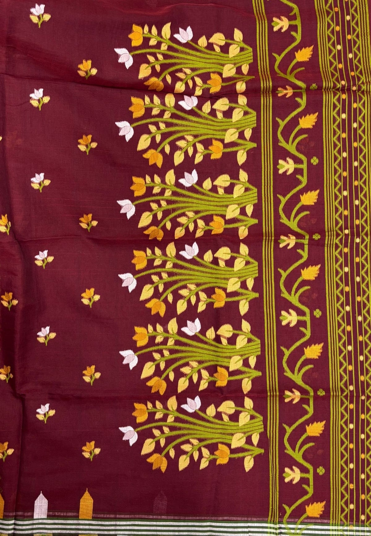 Handloom Cotton Saree-Araku In Lotus Floral Border