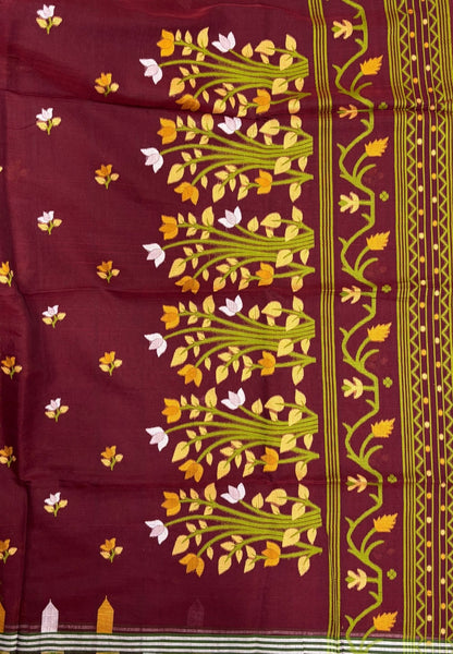Handloom Cotton Saree-Araku In Lotus Floral Border